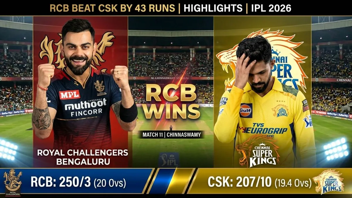 IPL 2026 RCB Vs CSK: Royal Challengers Bengaluru Vs Chennai Super Kings Standings