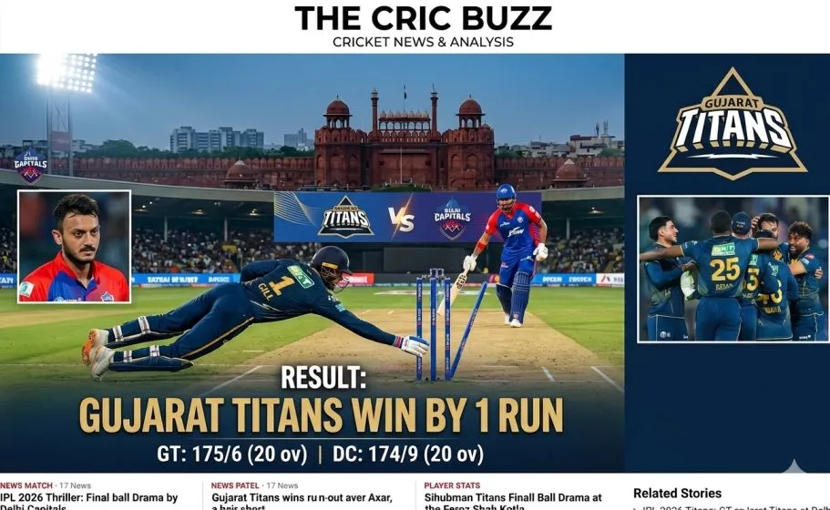 DC vs GT Match Today: Gujarat Titans Defeat Delhi Capitals by One Run in IPL 2026 Thriller