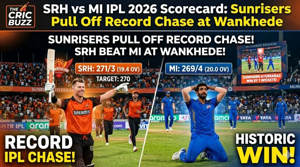 SRH vs MI IPL 2026 Scorecard: Sunrisers Pull Off Record